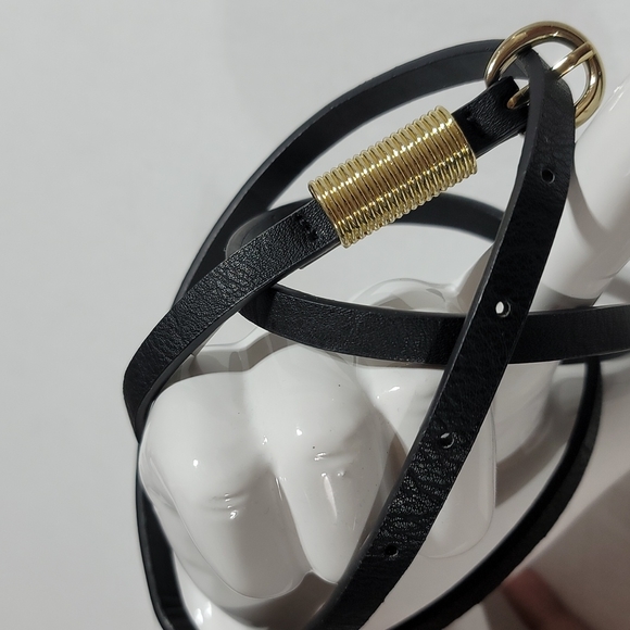 BLACK VEGAN LEATHER SKINNY BELT WOMEN MINIMALIST STATEMENT BOHEMIAN ACCESSORY 16 - Picture 11 of 11